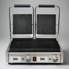 Apuro Double Contact Grill Ribbed Plates with Timer FC383-A
