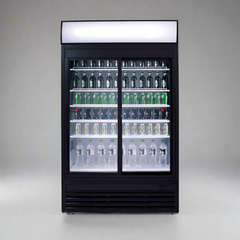 Bromic 945L 2 Sliding Door Upright Display Fridge w Lightbox