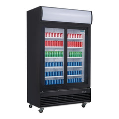 Polar Polar 950L G-Series Upright Sliding Door Display Fridge with Light Box Black - GM814-A
