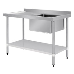 Vogue Single Bowl Sink L/H Drainer 1200mm x 700mm 90mm Drain