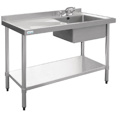 Vogue Vogue Single Bowl Sink L/H Drainer 1200mm x 600mm 90mm Drain