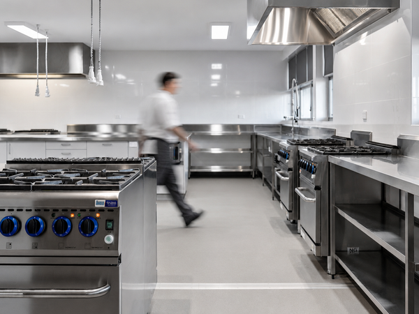 ICE Group commercial kitchen project with stainless steel equipment and workstations