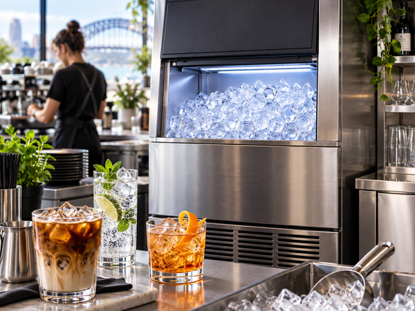Commercial ice machine in a premium Australian café and bar environment