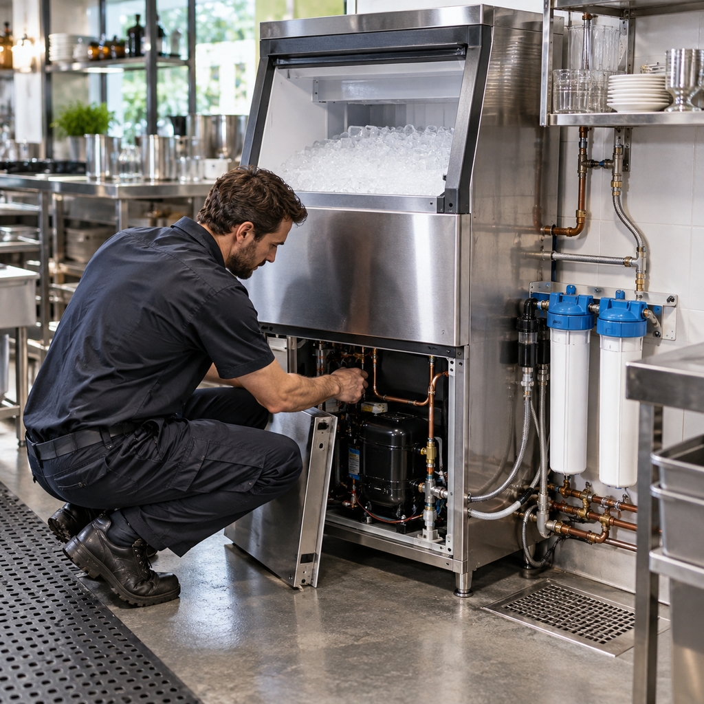 Commercial Ice Machine Installation: Drainage, Filtration, Ventilation & Maintenance