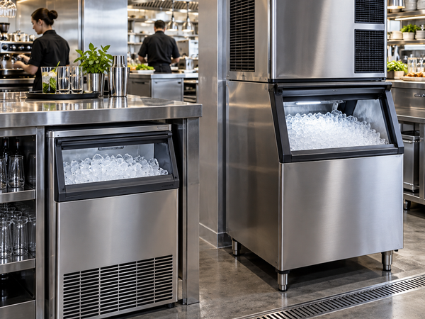 Undercounter and modular commercial ice machine formats compared in a hospitality venue