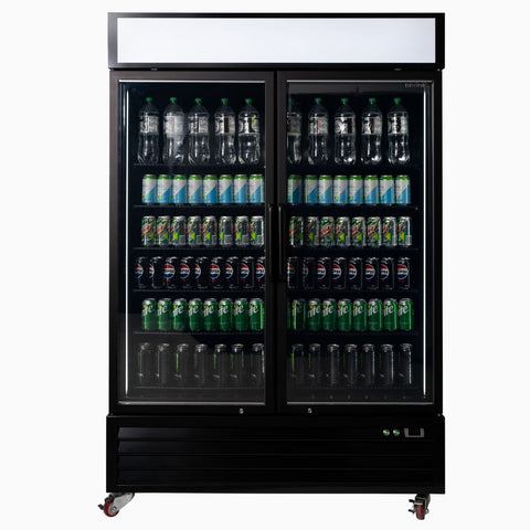 Bromic Upright 1266L Display Fridge 2 Door - Flat Glass Lightbox UC1250GDL-NR