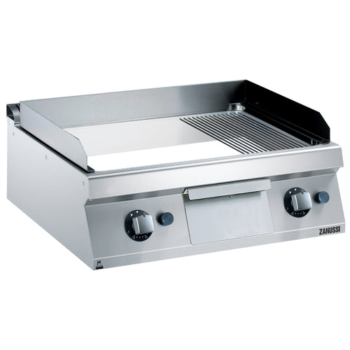 Zanussi Gas 800mm 2/3 Smooth 1/3 Ribbed Polished Chrome Plate Fry Top - 372041