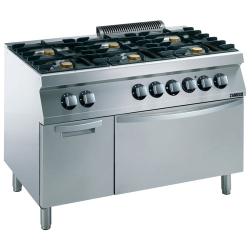 Zanussi Gas 1200mm 6 Open Burners with Electric Static Oven + Cupboard - 372152