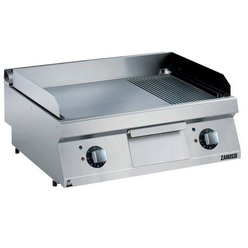 Zanussi Electric 800mm Smooth and Ribbed Polished Chrome Plate Fry Top - 372197