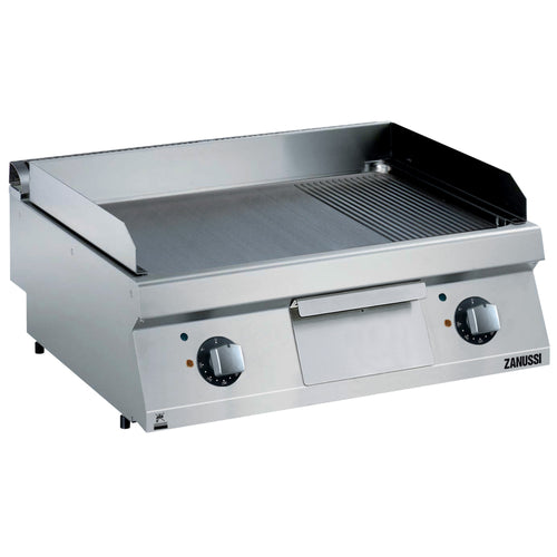 Zanussi Electric 800mm Smooth and Ribbed Brushed Chrome Plate Fry Top - 372347