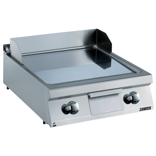 Zanussi Gas 800mm Smooth Polished Chrome Sloped Plate Fry Top - 392054