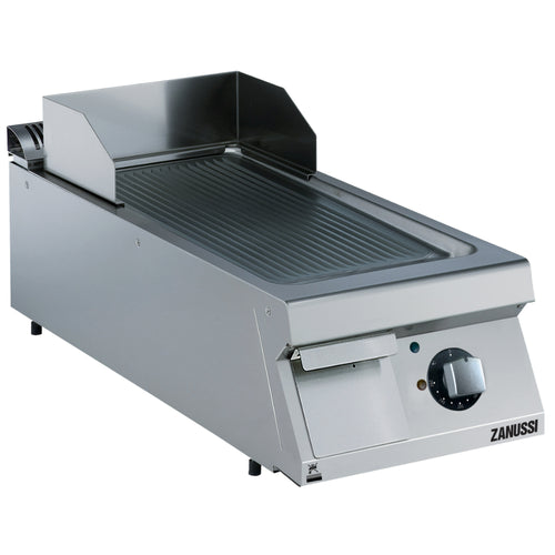 Zanussi Electric 400mm Ribbed Brushed Chrome Sloped Plate Fry Top - 392356