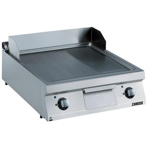 Zanussi Electric 800mm 2/3 Smooth 1/3 Ribbed Brushed Chrome Horizontal Plate Fry Top - 392358