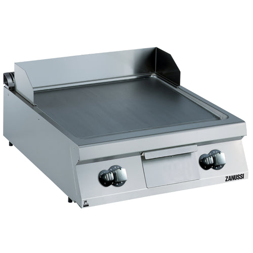 Zanussi Gas 800mm Smooth Brushed Chrome Horizontal Plate Fry Top - 392401