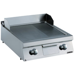 Zanussi Gas 800mm 2/3 Smooth 1/3 Ribbed Brushed Chrome Horizontal Plate Fry Top - 392403