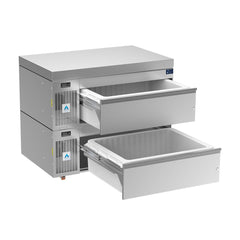 Adande VCS2.CW 172L Double Drawer Dual Temperature Refrigeration – Standard castors / Solid worktop