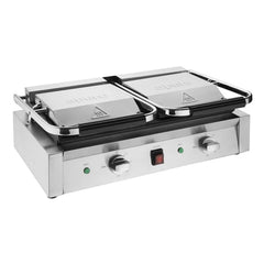 Apuro CU606-A Bistro Double Contact Grill Ribbed Top Flat Base