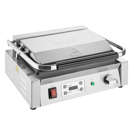 Apuro Large Contact Grill Flat Plates with Timer CU607-A front view