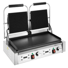 Apuro CU612-A Double Contact Grill Flat Base Ribbed Top