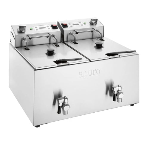 Apuro Twin Tank Electric Fryer with Timer 2x8L CU621-A