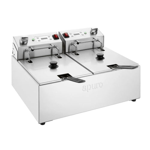 Apuro CU624-A Double Electric Fryer with Timer 2x5L