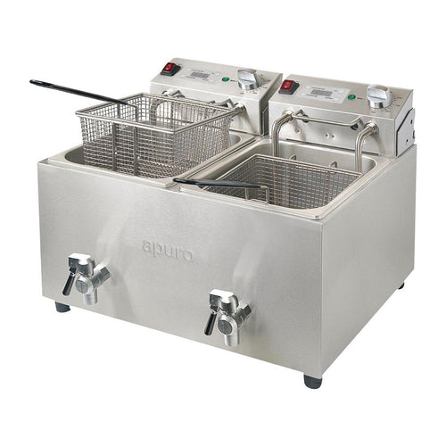 Apuro Twin Tank Fryer with Timer 2x8L FC375-A front view