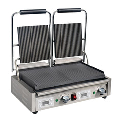 Apuro FC385-A Double Contact Grill Ribbed Top Flat Base