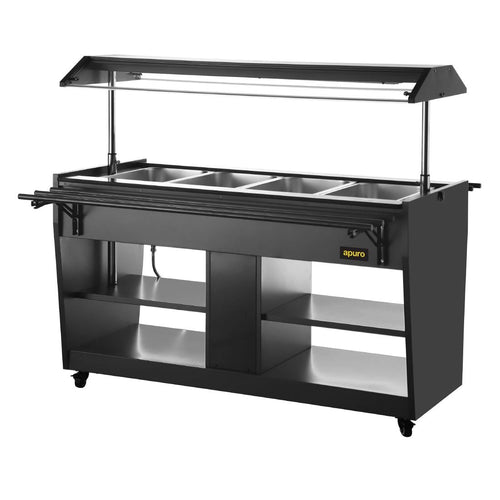 Apuro Heated Buffet Bar Black 4x 1/1 GN JA179-A front view