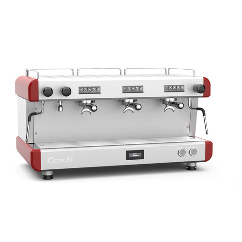 Conti CC100 3 Group Espresso Machine – Red commercial coffee machine