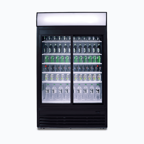 Bromic 945L 2 Sliding Door Upright Display Fridge w Lightbox