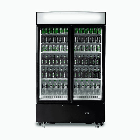 Bromic Upright 960L Display Fridge 2 Doors Flat Glass Cassette Black GM1000LBCAS