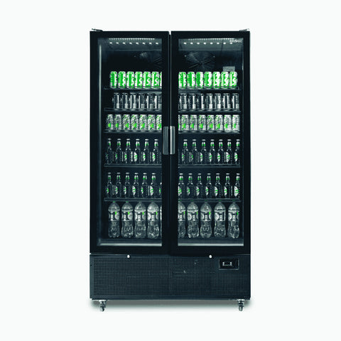 Bromic Upright 1126L Display Fridge 2 Door Flat Glass Black GM1100B-NR