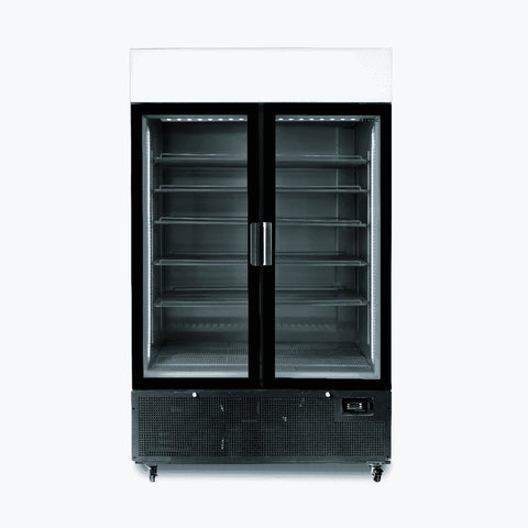 Bromic Upright 1082L Display Fridge 2 Door Flat Glass Lightbox Black GM1100LB-NR