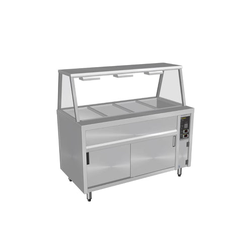 Culinaire CH.BMH.I.GA.4 supplied island bain marie hot cupboard with heated a-frame gantry reference configuration