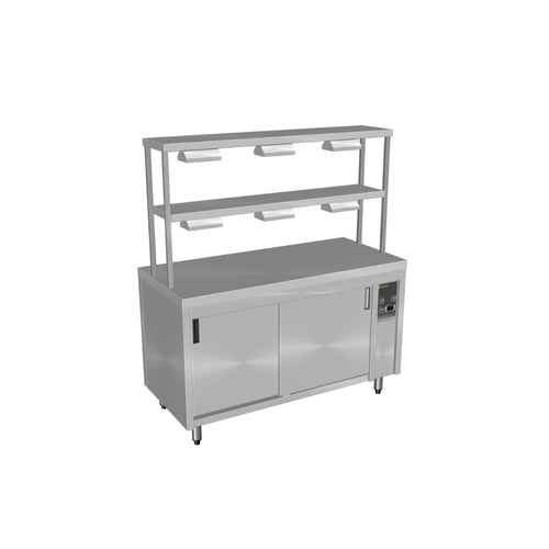 Culinaire CH.HC.I.GDD.4 supplied island hot cupboard with double-heated 2-tier gantry reference configuration