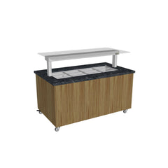 Culinaire CH.IBGJ.BMC.U.GSF.4 supplied mobile heated island buffet with stone top and joinery panels reference configuration