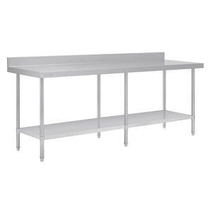 Vogue 2400mm Premium Stainless Steel Table with Splashback
