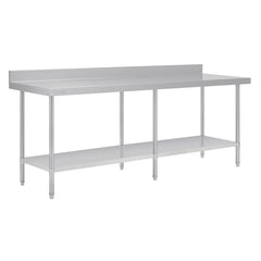 Vogue 2400mm Premium Stainless Steel Table with Splashback