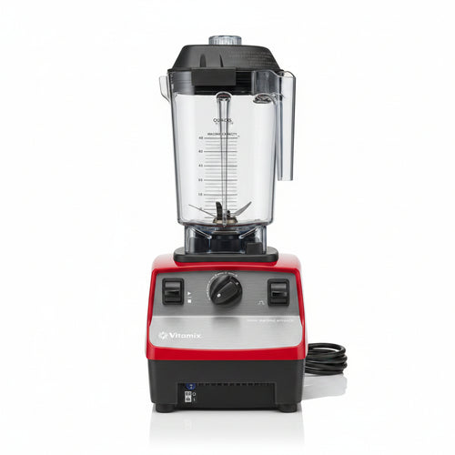 Vitamix blender with red base on a white background