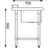 Vogue Dishwasher Inlet Table w Sink 90mm outlet 1200mm
