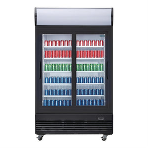 Polar Polar 950L G-Series Upright Sliding Door Display Fridge with Light Box Black - GM814-A