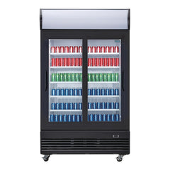 Polar Polar 950L G-Series Upright Sliding Door Display Fridge with Light Box Black - GM814-A