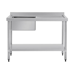 Vogue Single Bowl Sink R/H Drainer 1200mm x 600mm 90mm Drain