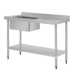 Vogue Single Bowl Sink R/H Drainer 1200mm x 600mm 90mm Drain