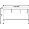 Vogue 1500mm Double Bowl Sink L/H Drainer 90mm Drain