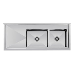 Vogue 1500mm Double Bowl Sink L/H Drainer 90mm Drain