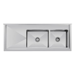 Vogue 1500mm Double Bowl Sink L/H Drainer 90mm Drain