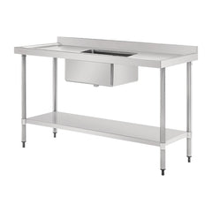 Vogue Single Bowl Sink Double Drainer 1500mm x 600mm 90mm Drain