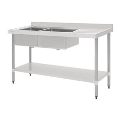 Vogue 1800mm Double Bowl Sink R/H Drainer 90mm Drain
