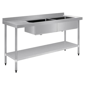Vogue 1800mm Double Bowl Sink L/H Drainer 90mm Drain